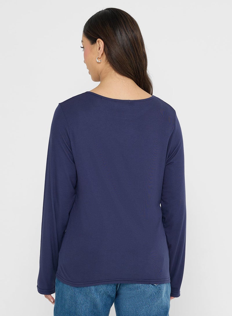 جينجر بيسيكس بلوزة بأكمام طويلة وياقة دائرية - Image 2